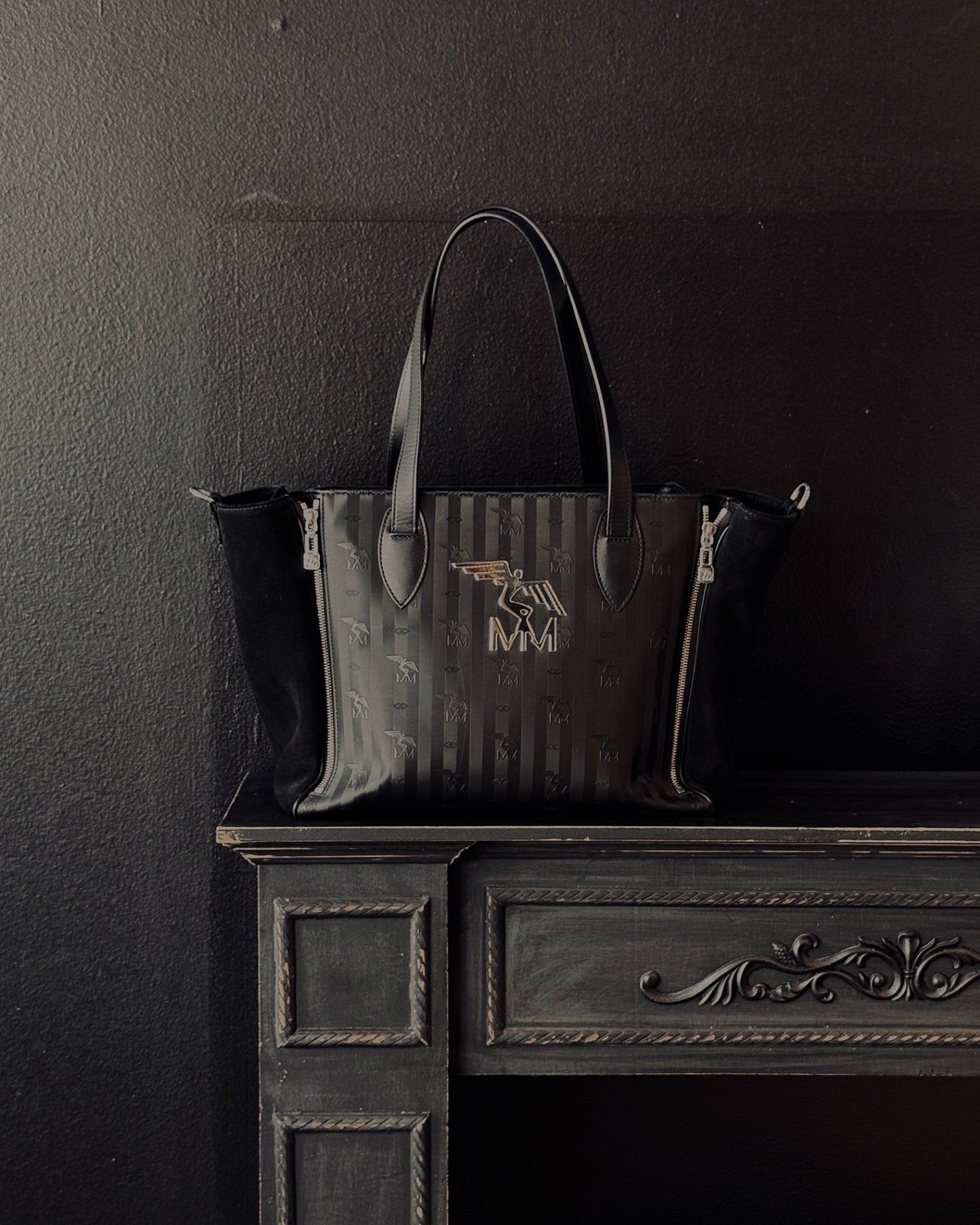 Maison Mollerus Vinerus / Leder Shopper schwarz