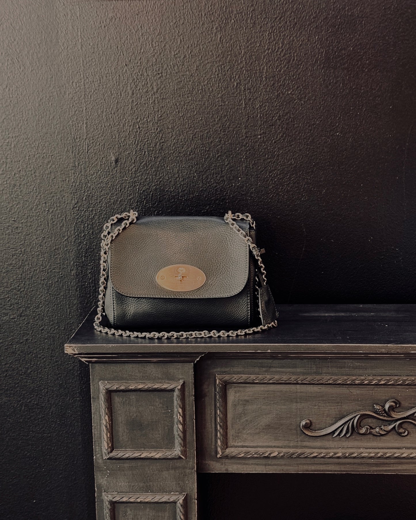 Mulberry Crossbody Bag dunkelgrün / gold